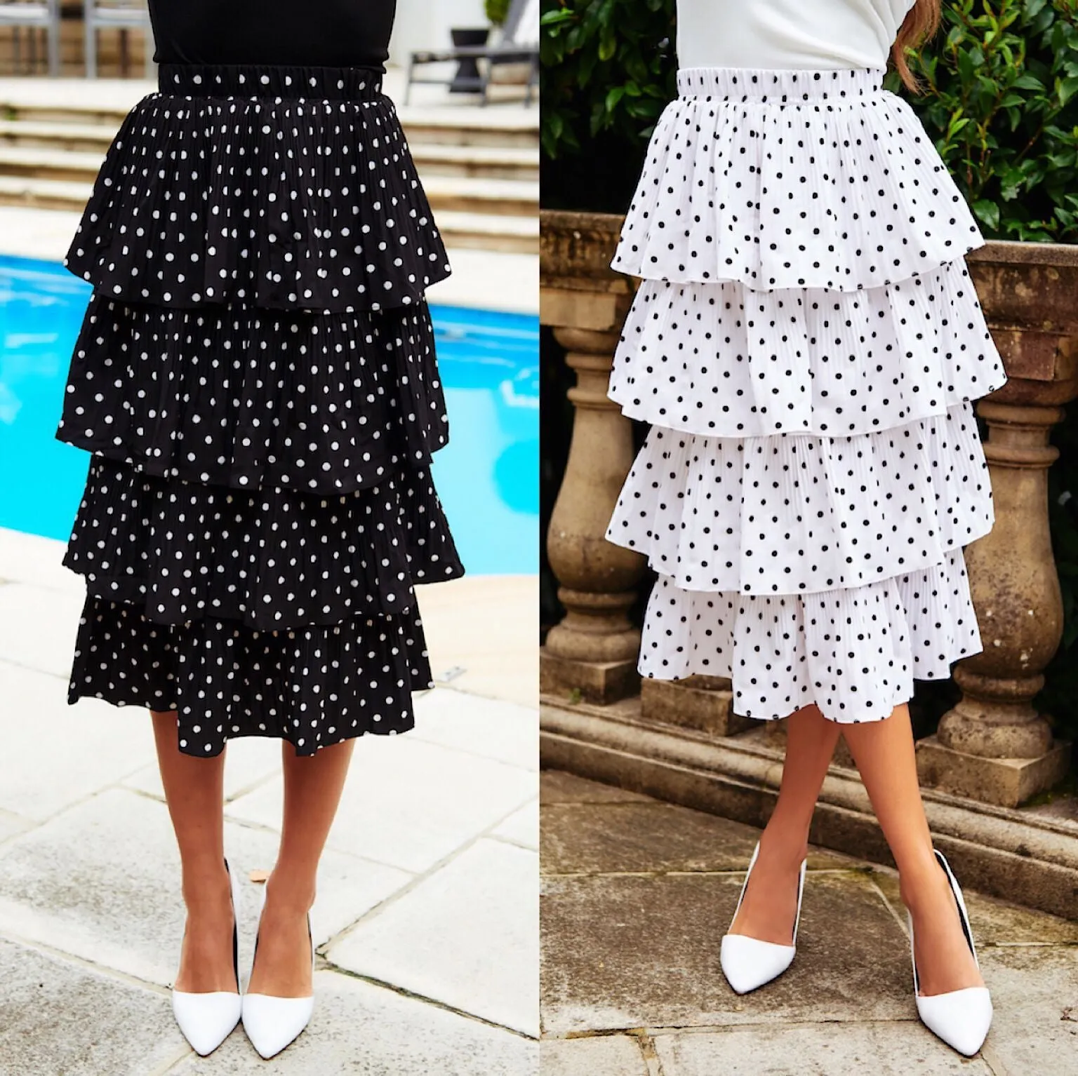 New Polka Dot Laminated Cake Versatile Skirt