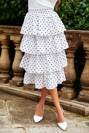New Polka Dot Laminated Cake Versatile Skirt