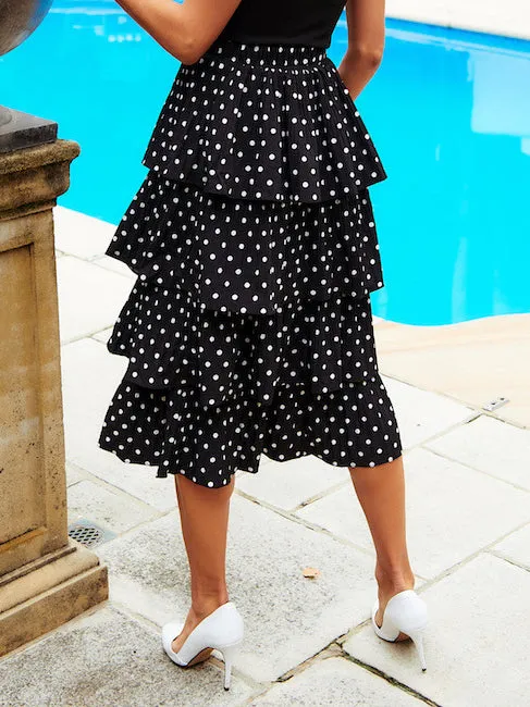 New Polka Dot Laminated Cake Versatile Skirt