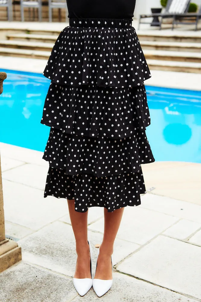 New Polka Dot Laminated Cake Versatile Skirt