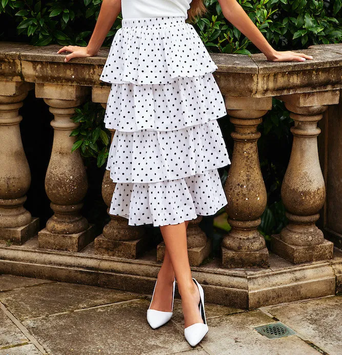 New Polka Dot Laminated Cake Versatile Skirt