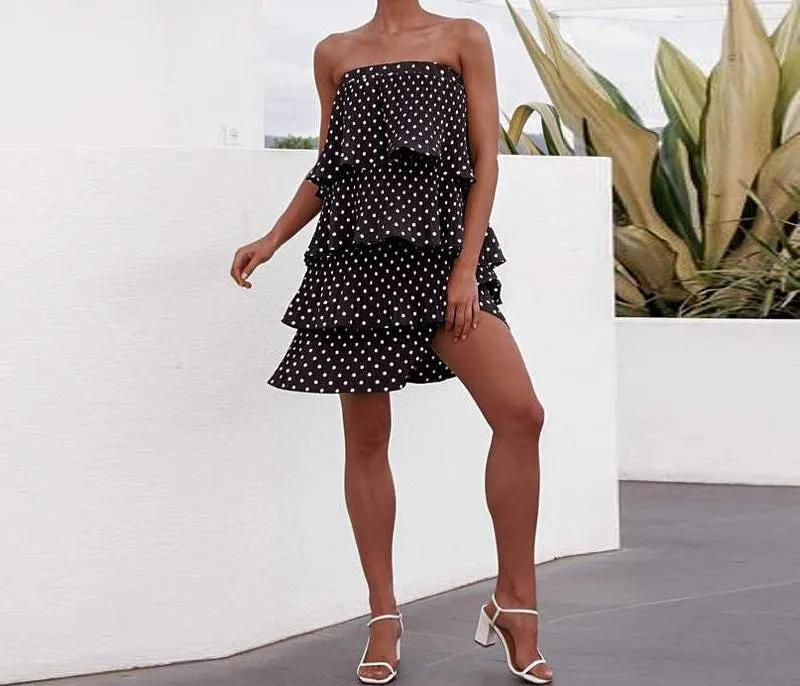 New Polka Dot Laminated Cake Versatile Skirt