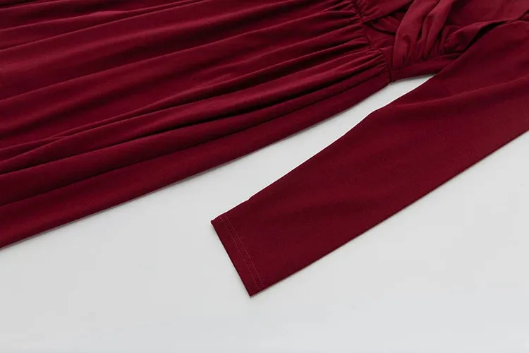 Nicandra Frenulum Gathered Waist Slim A-LINE Long Dress