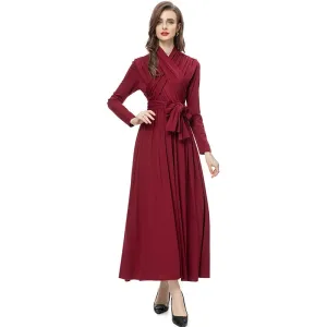 Nicandra Frenulum Gathered Waist Slim A-LINE Long Dress