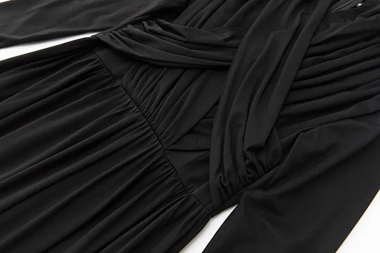 Nicandra Frenulum Gathered Waist Slim A-LINE Long Dress