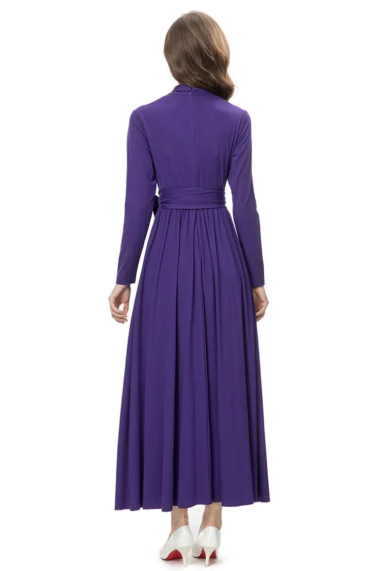 Nicandra Frenulum Gathered Waist Slim A-LINE Long Dress