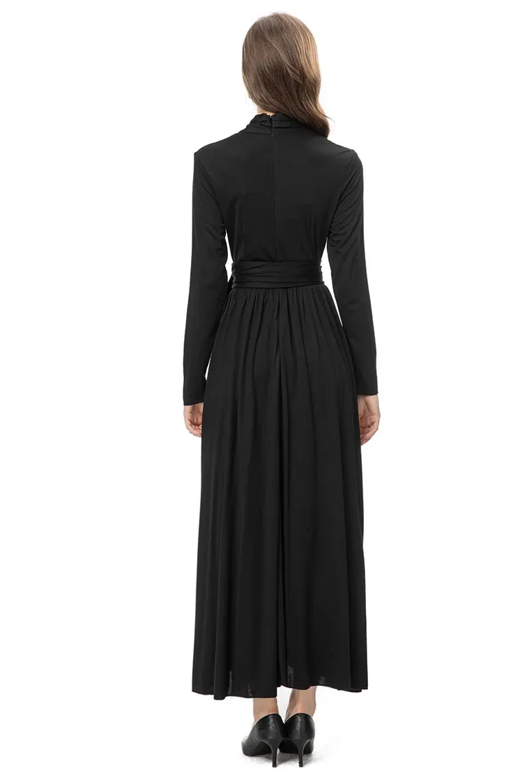 Nicandra Frenulum Gathered Waist Slim A-LINE Long Dress