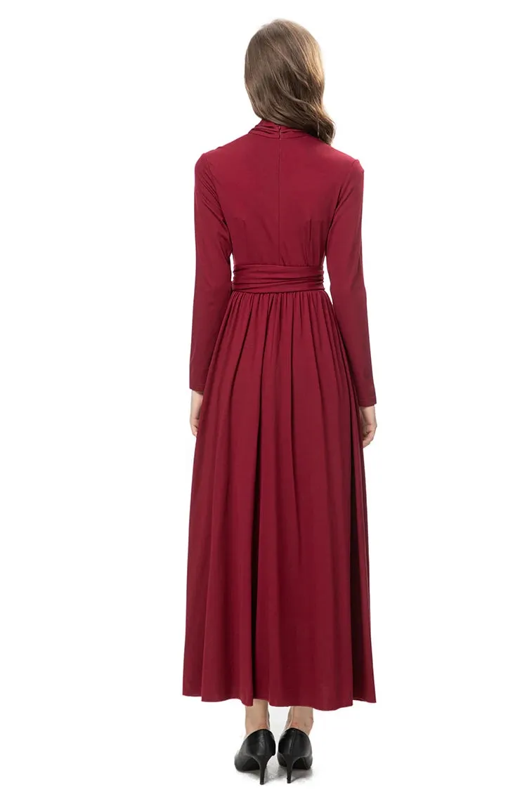 Nicandra Frenulum Gathered Waist Slim A-LINE Long Dress