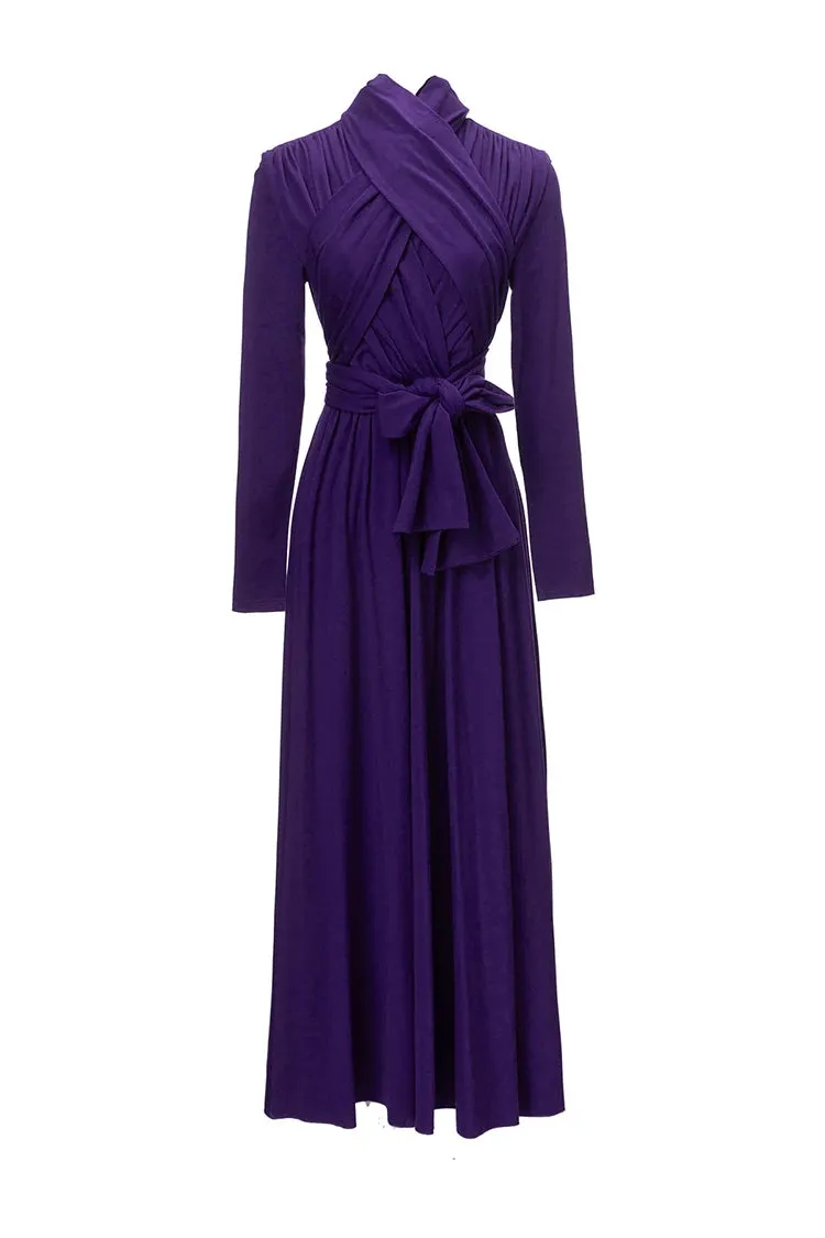 Nicandra Frenulum Gathered Waist Slim A-LINE Long Dress