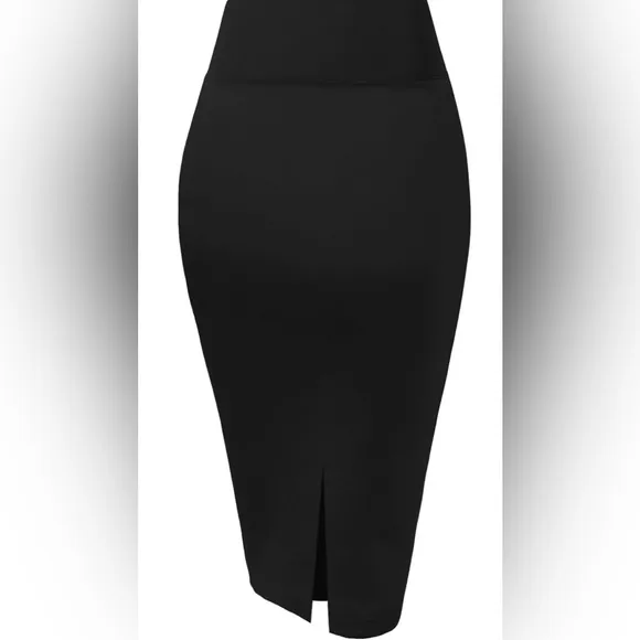 NWT Premium Nylon Ponte Stretch Office Pencil Skirt - High Waist, Below Knee