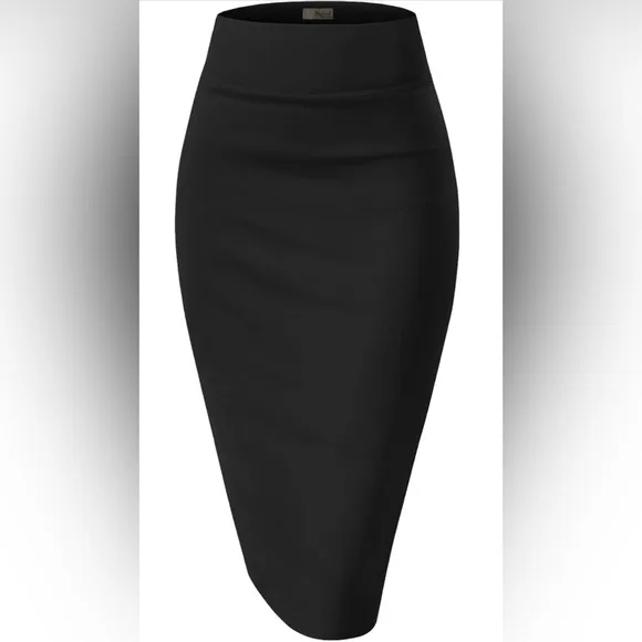 NWT Premium Nylon Ponte Stretch Office Pencil Skirt - High Waist, Below Knee