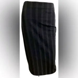 NWT Zara Black Straight Striped Simple Pencil Stretch Chic Midi Skirt Medium M