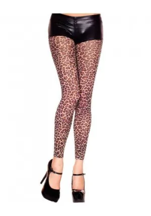 Opaque Leopard Print Footless Tights