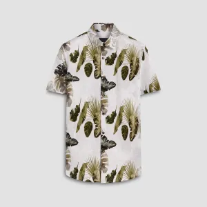 Orson Leaf Print Short Sleeve Linen Shirt