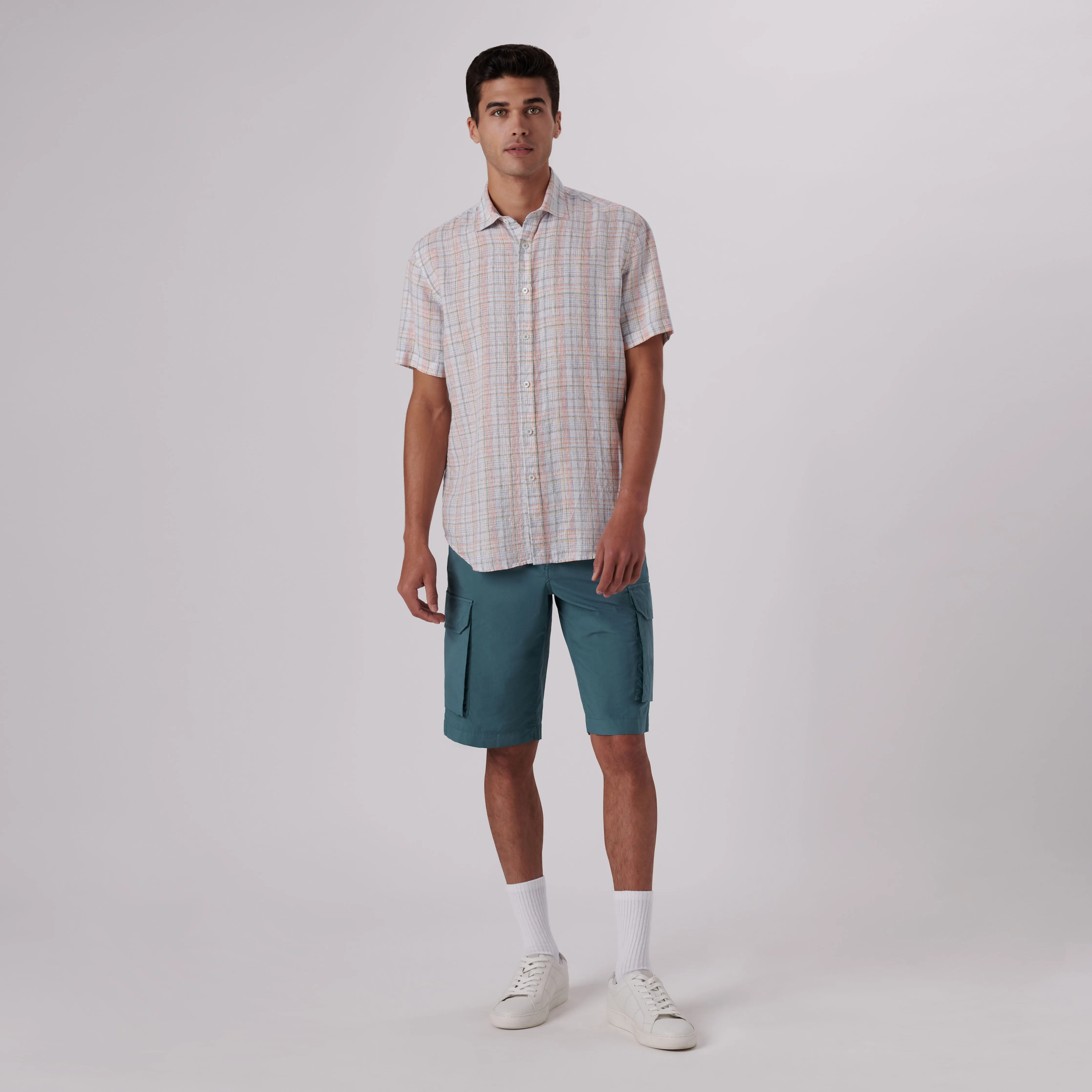 Orson Multi Check Short Sleeve Linen Shirt