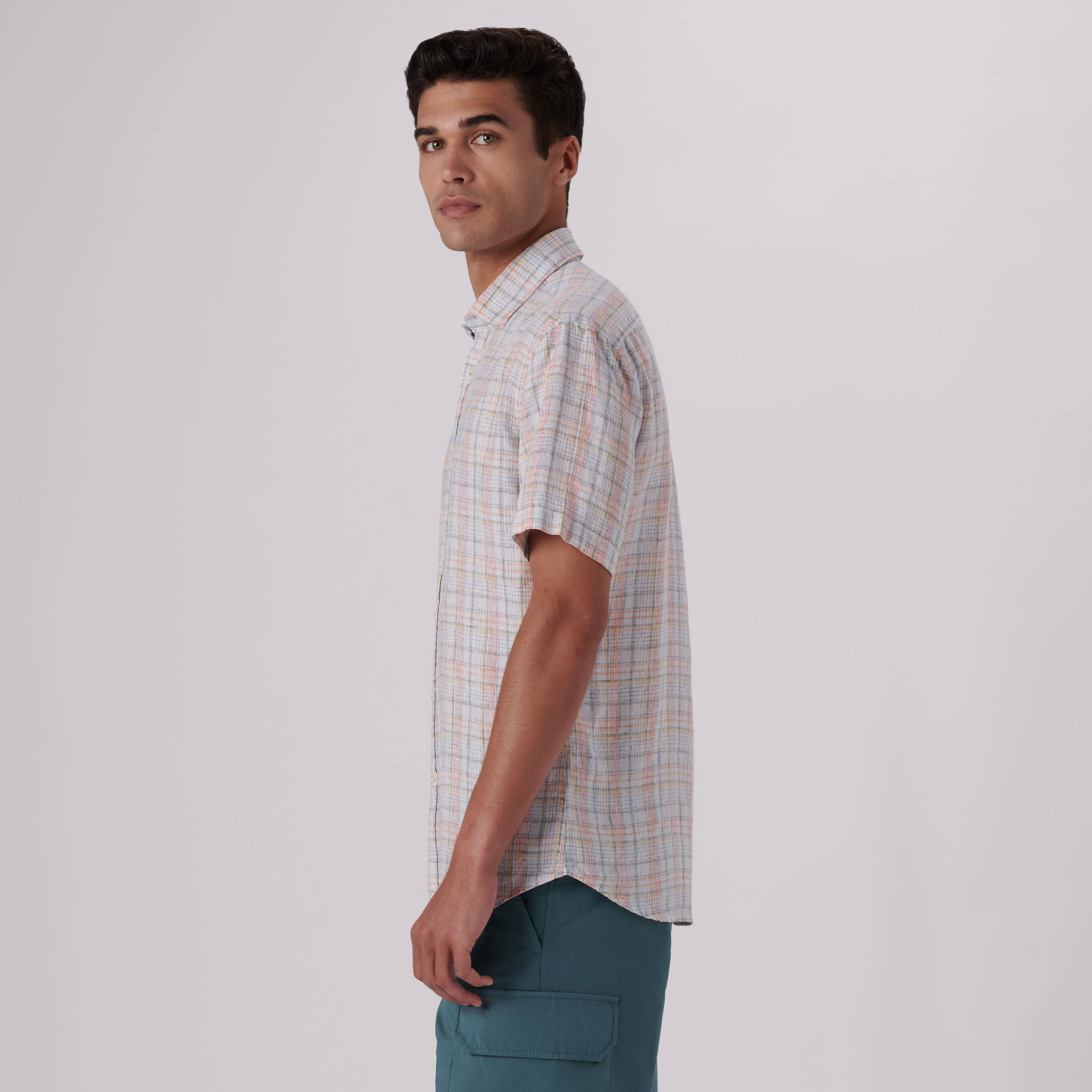 Orson Multi Check Short Sleeve Linen Shirt