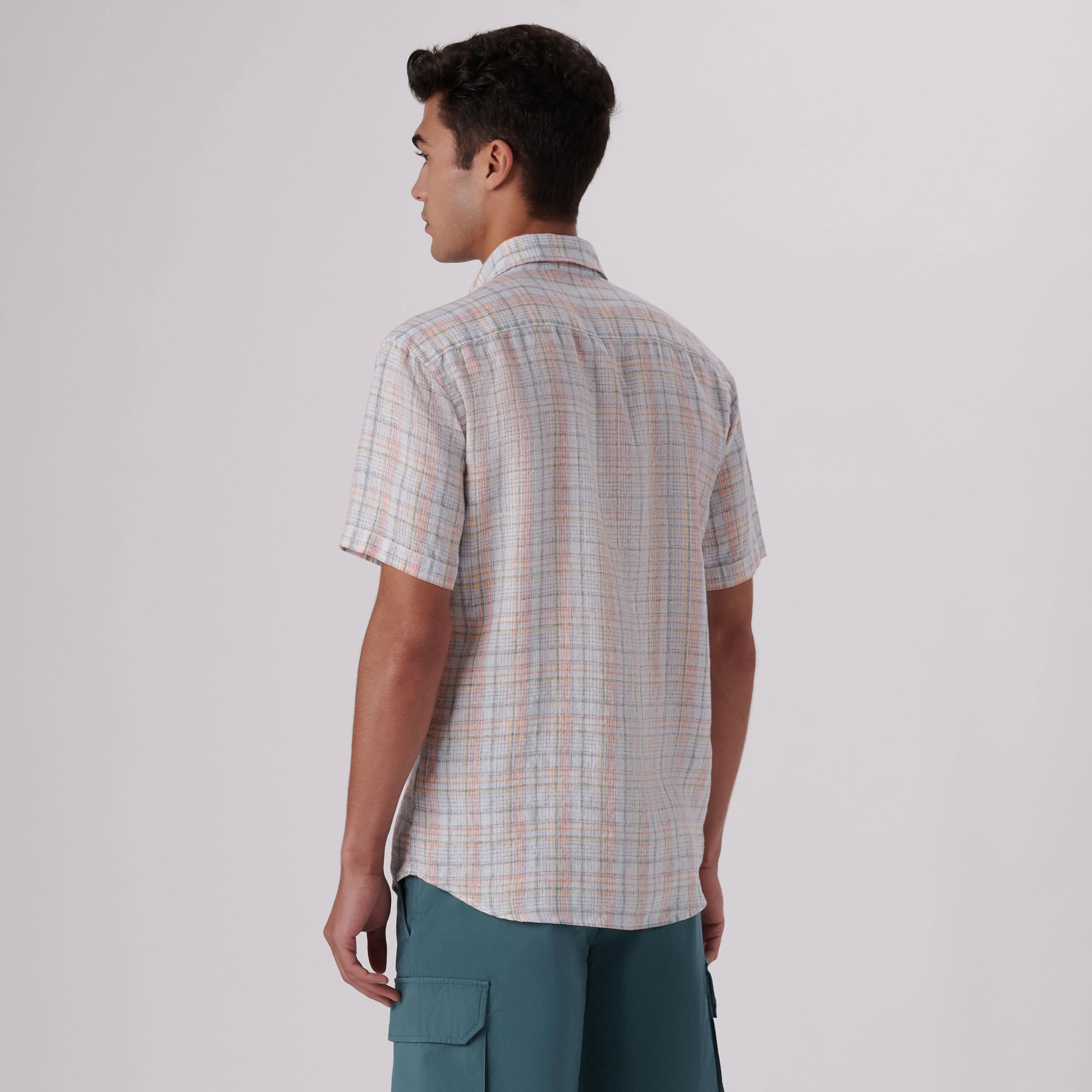 Orson Multi Check Short Sleeve Linen Shirt