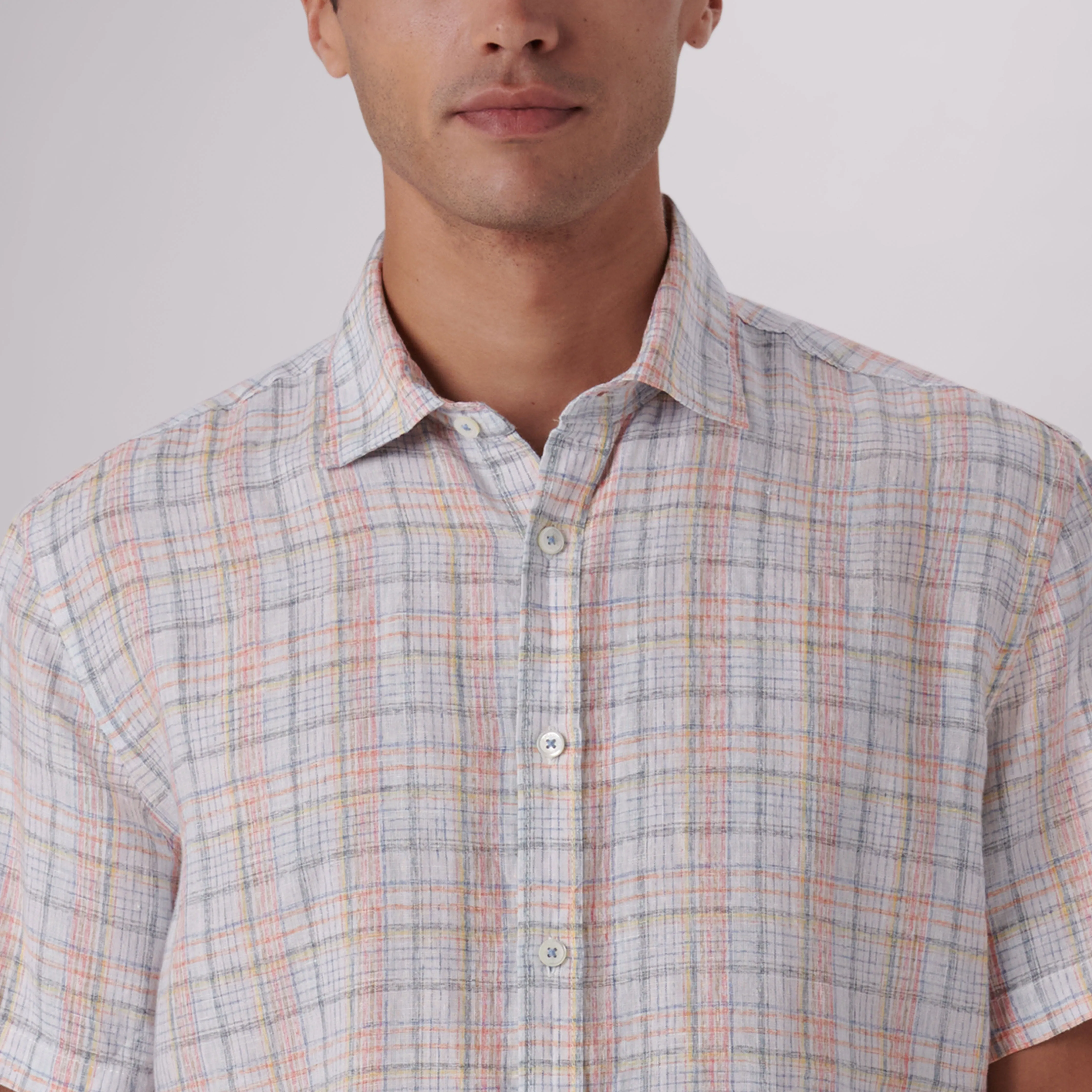 Orson Multi Check Short Sleeve Linen Shirt