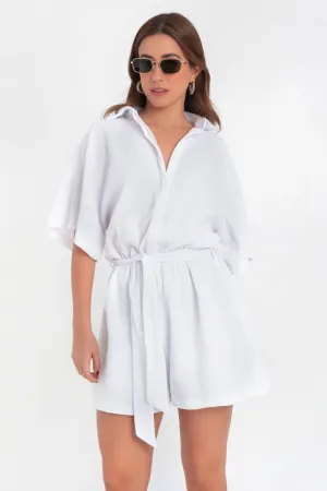Playsuit fit fluido manga corta con cinturón