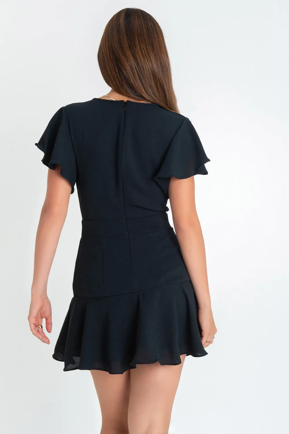 Playsuit manga corta con olanes escote v