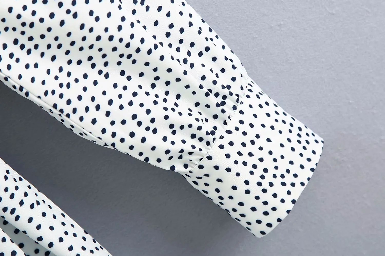 Polka Dot Shirred Frill Shoulder Pad Midi Dresses