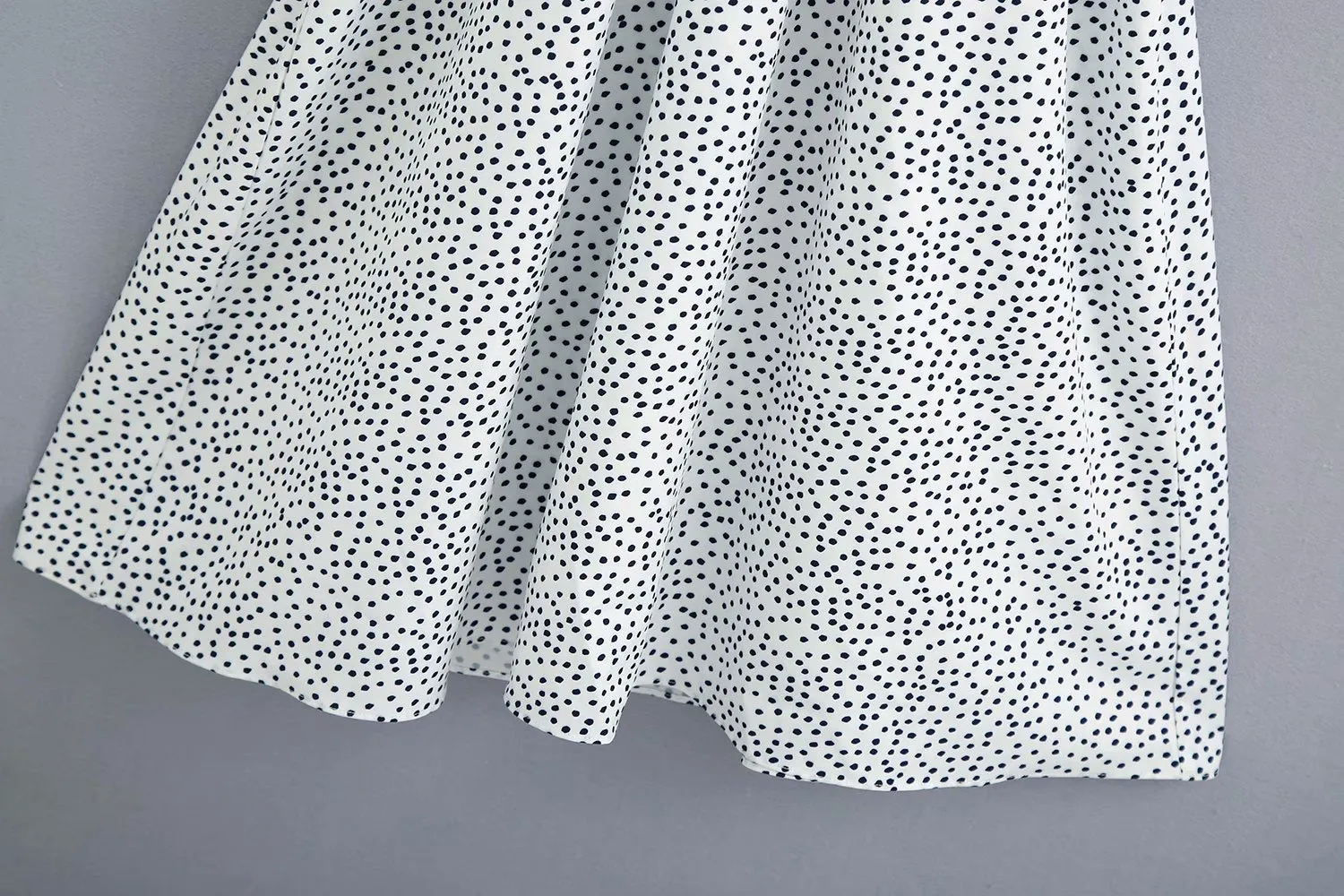 Polka Dot Shirred Frill Shoulder Pad Midi Dresses