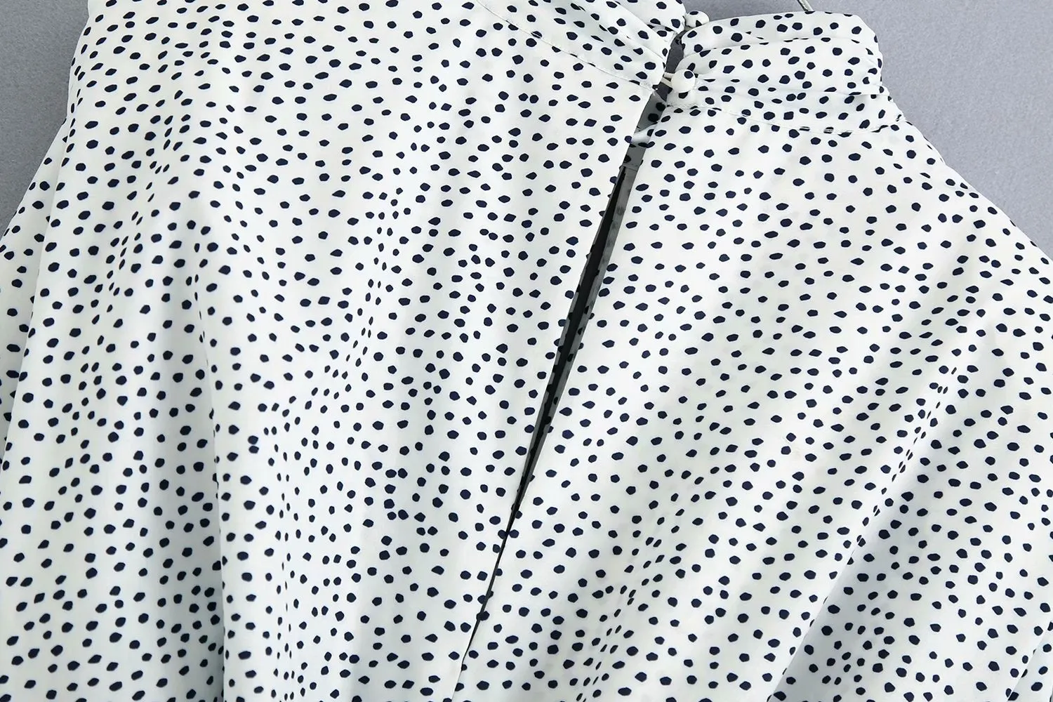 Polka Dot Shirred Frill Shoulder Pad Midi Dresses