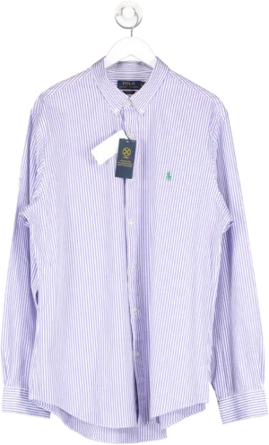 Polo Ralph Lauren White / Lilac  Slim Fit Striped Stretch Poplin Shirt BNWT UK XL