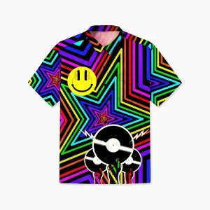 Pop Music Vinyl Record Oversized Cotton and Linen Short Sleeve Shirt