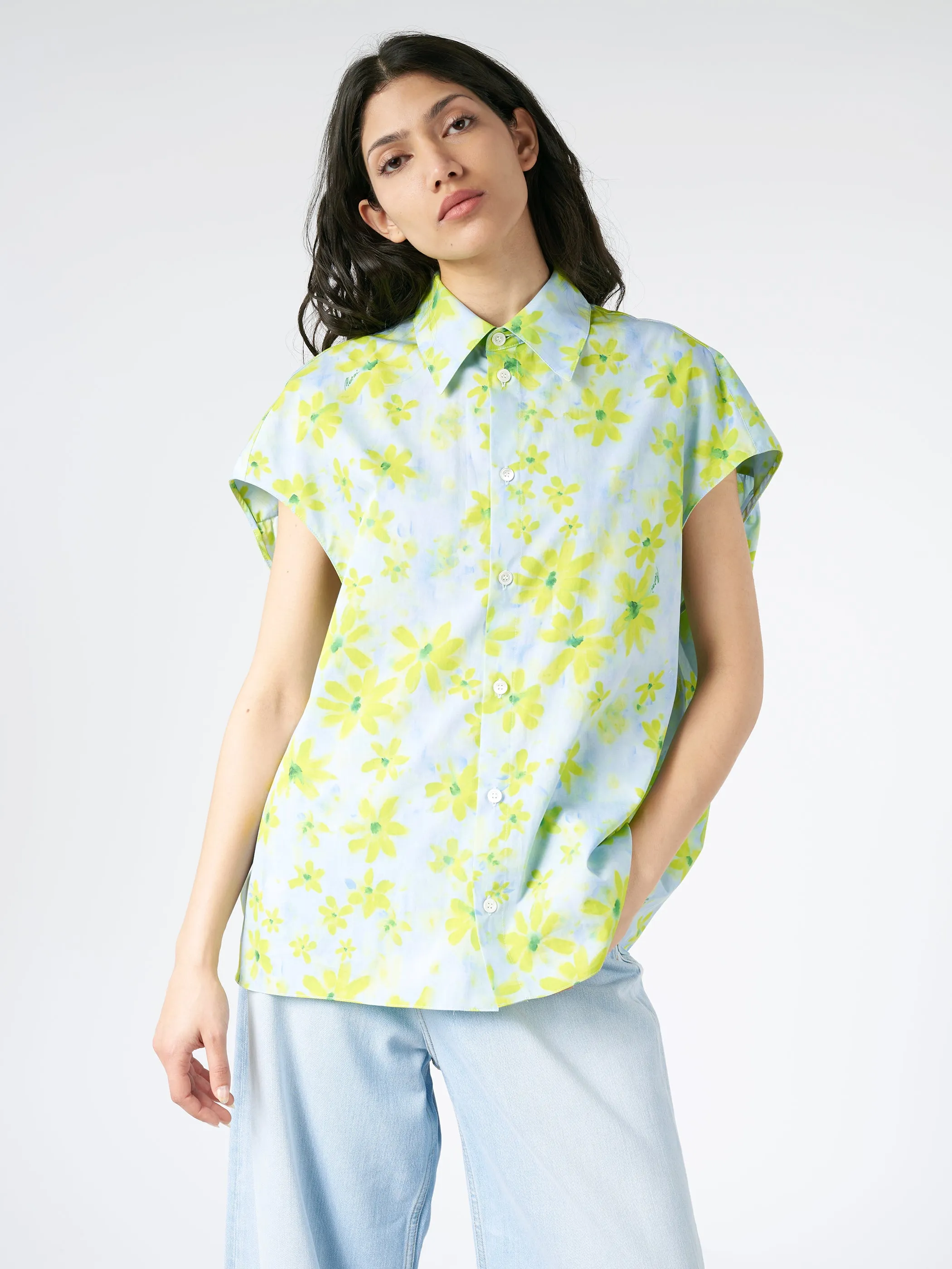 Poplin Cocoon Shirt with Parade Print