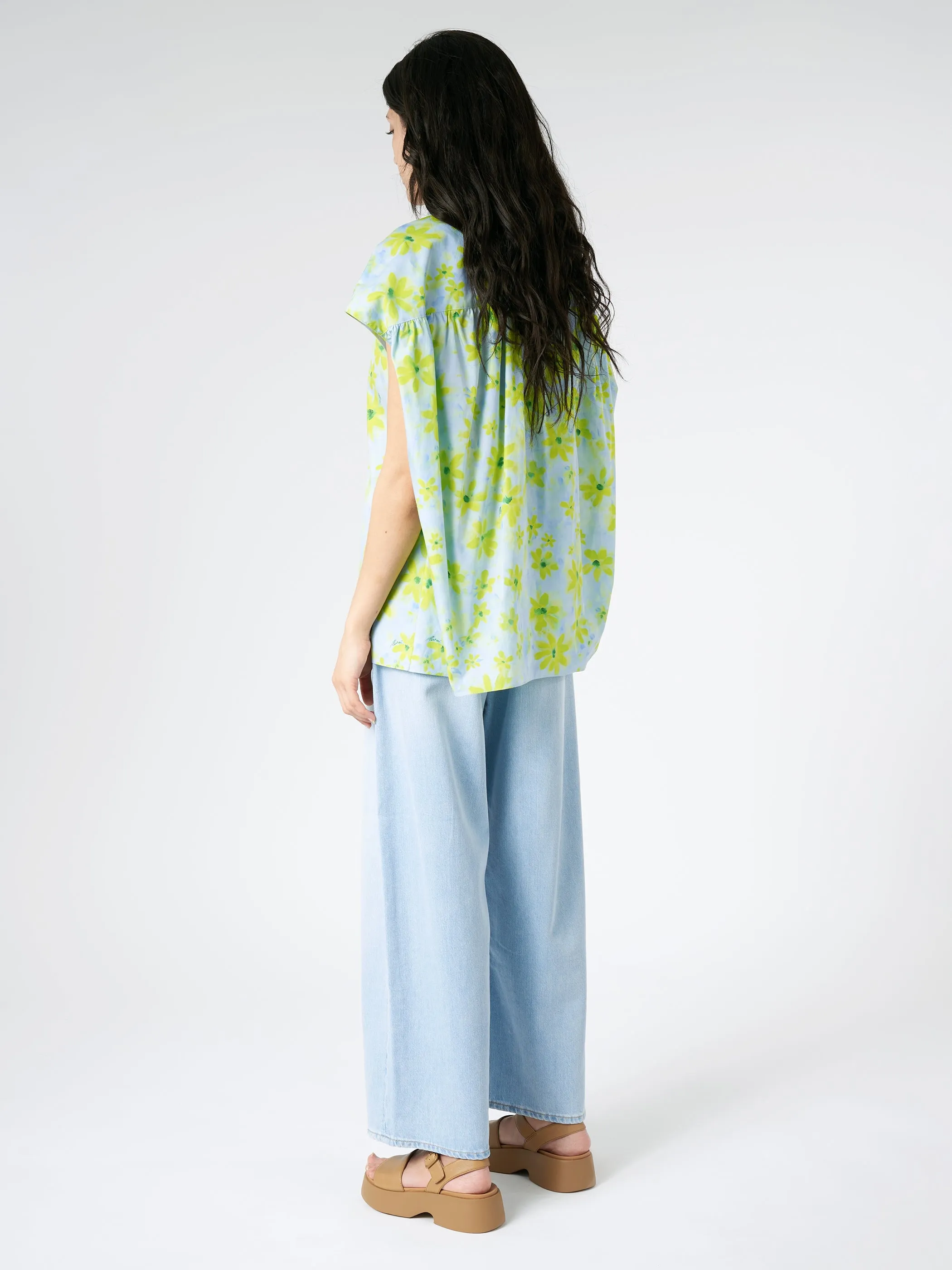 Poplin Cocoon Shirt with Parade Print