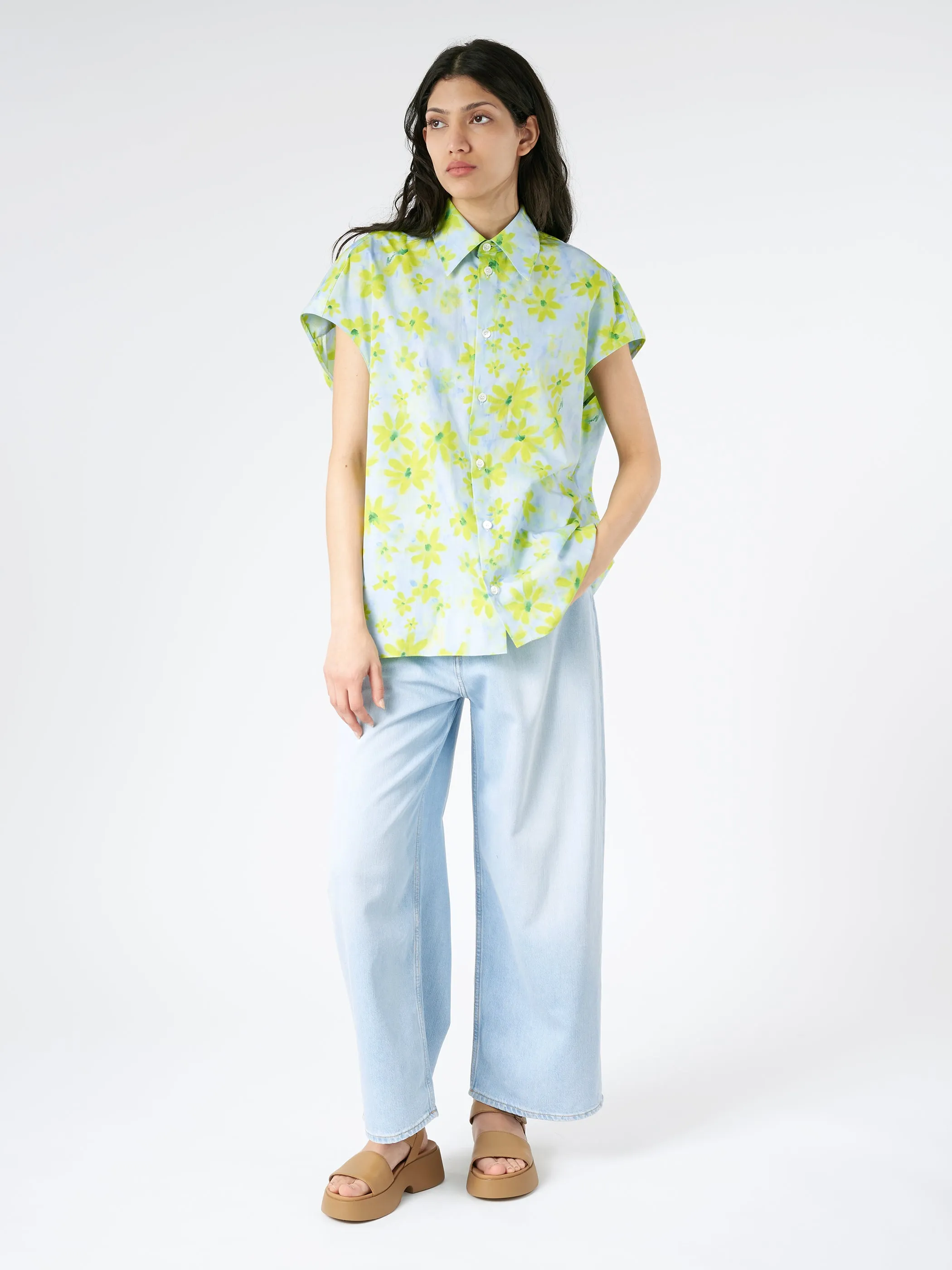 Poplin Cocoon Shirt with Parade Print