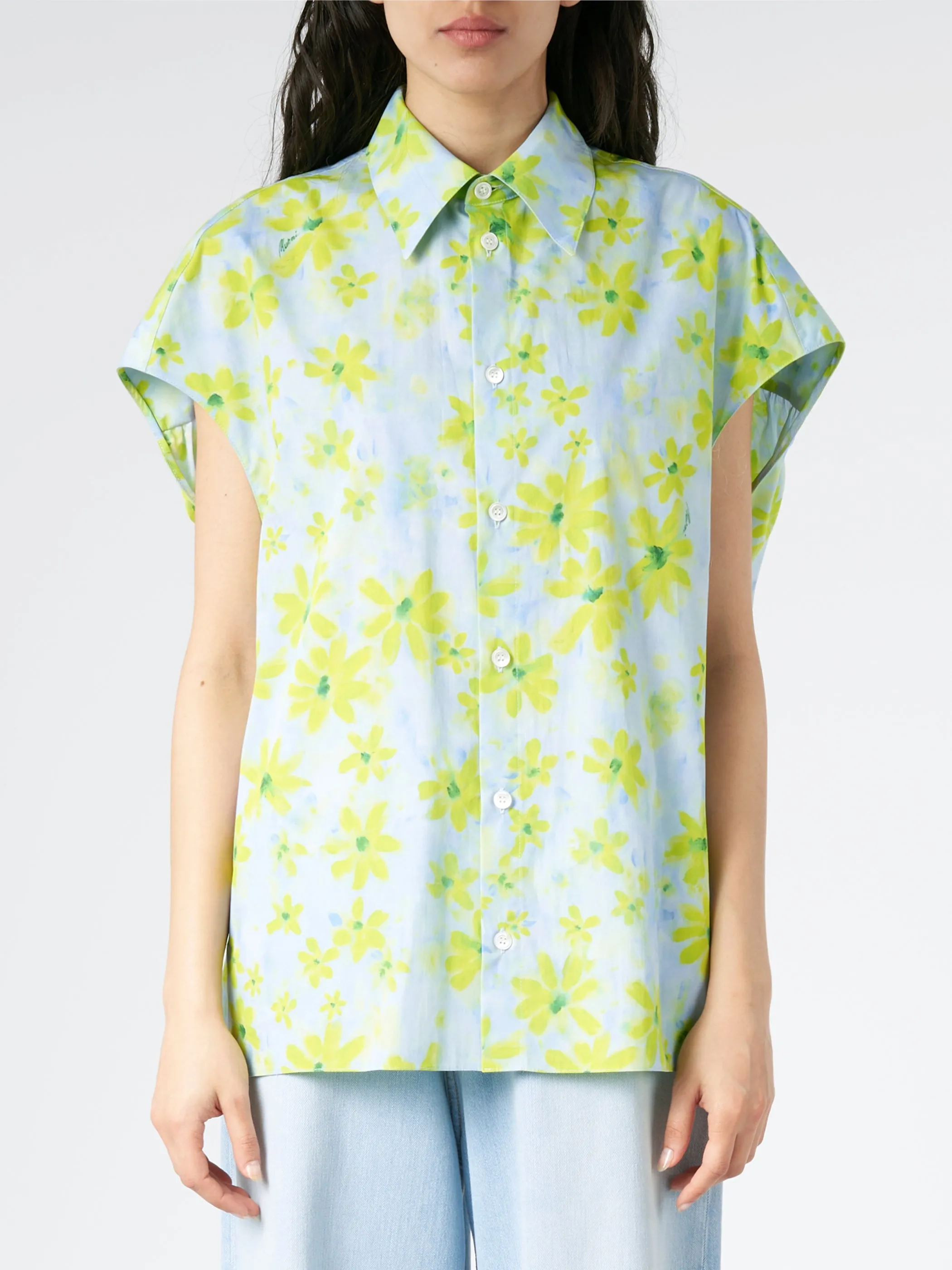 Poplin Cocoon Shirt with Parade Print