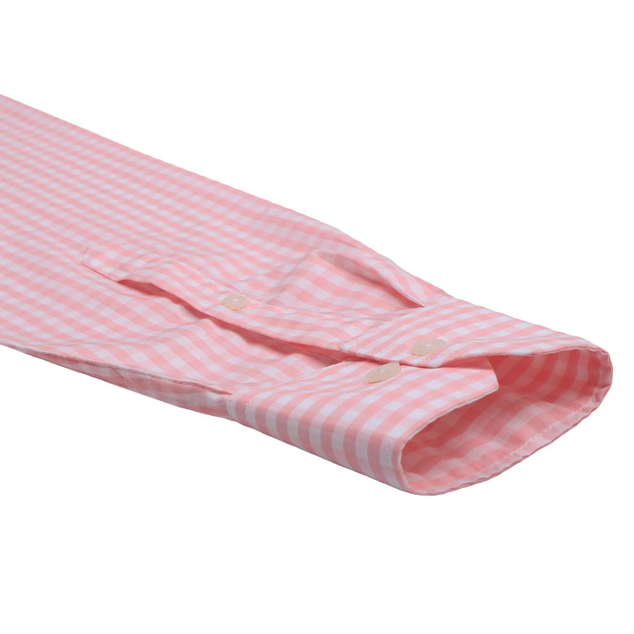 Powder Pink Gingham Check Button Down Cotton Shirt