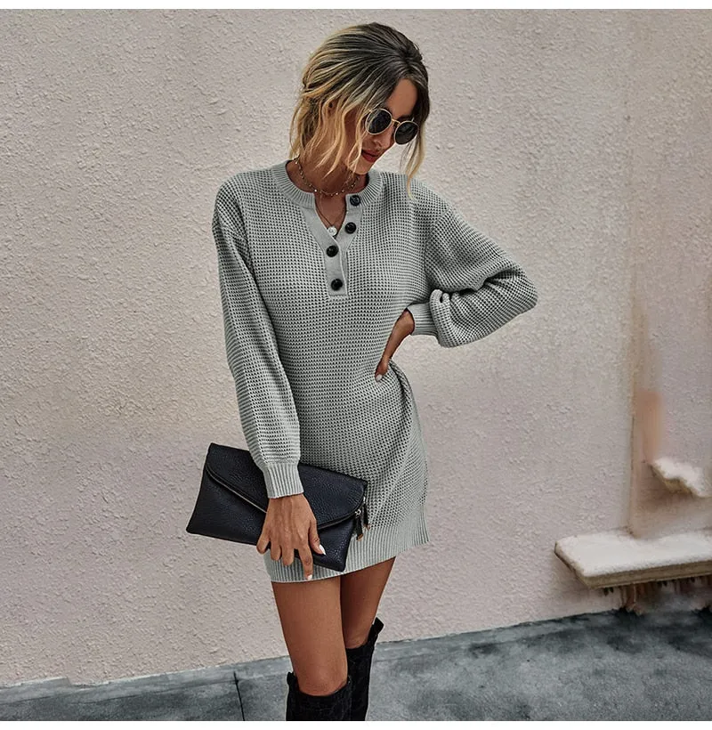 "U Better Sweat Her" L/S Knitted Sweater Dress - 5 Color Options