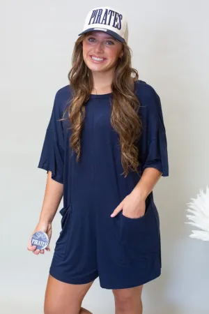 R5388 Navy Ovrs Romper