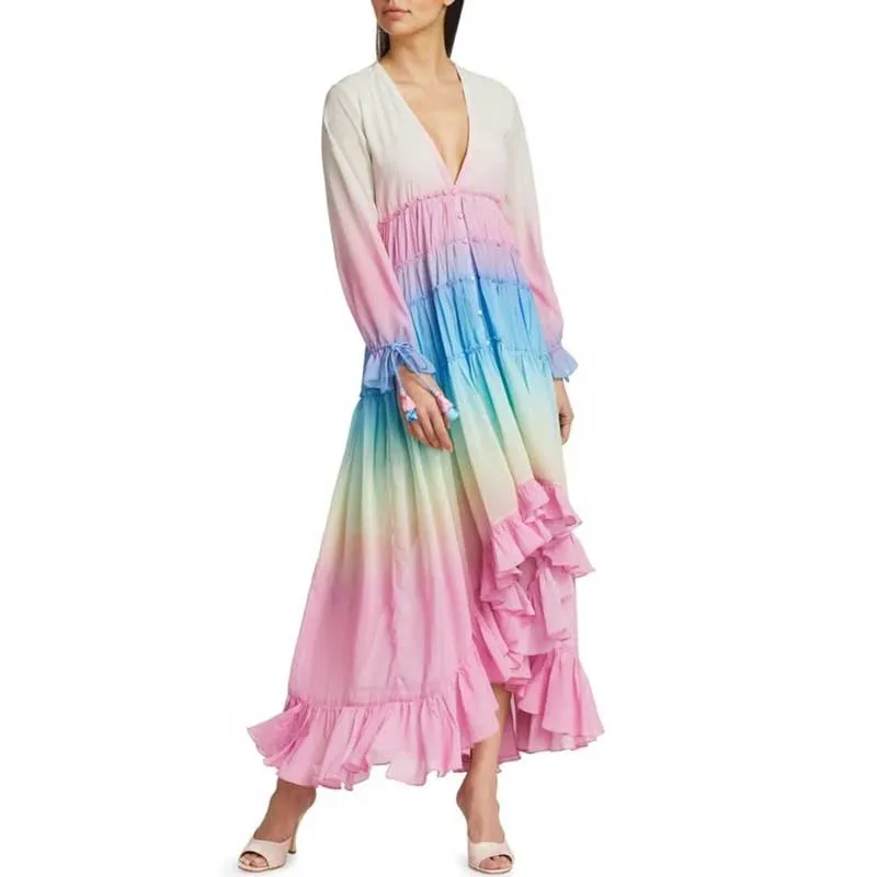 rainbow holiday long beach dress