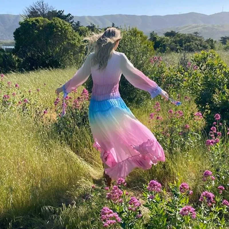 rainbow holiday long beach dress