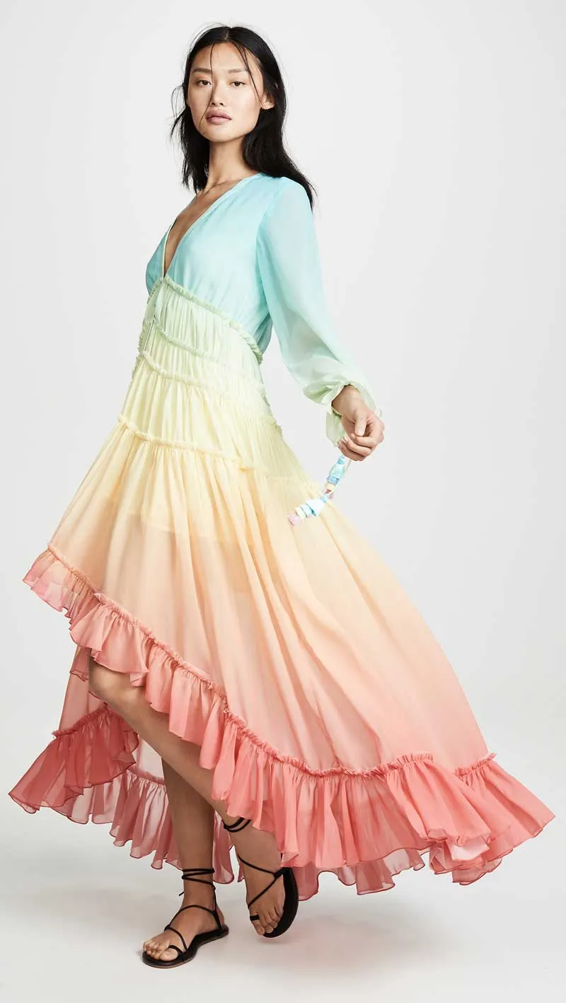 rainbow holiday long beach dress