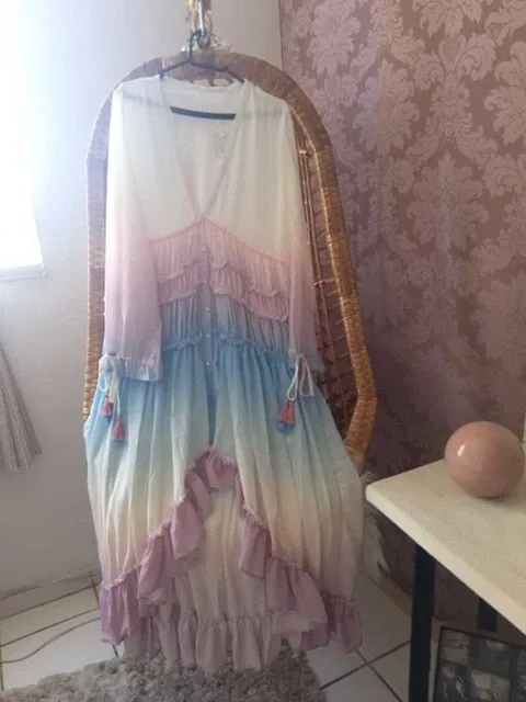 rainbow holiday long beach dress