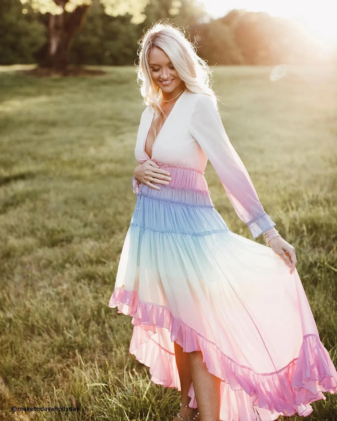 rainbow holiday long beach dress