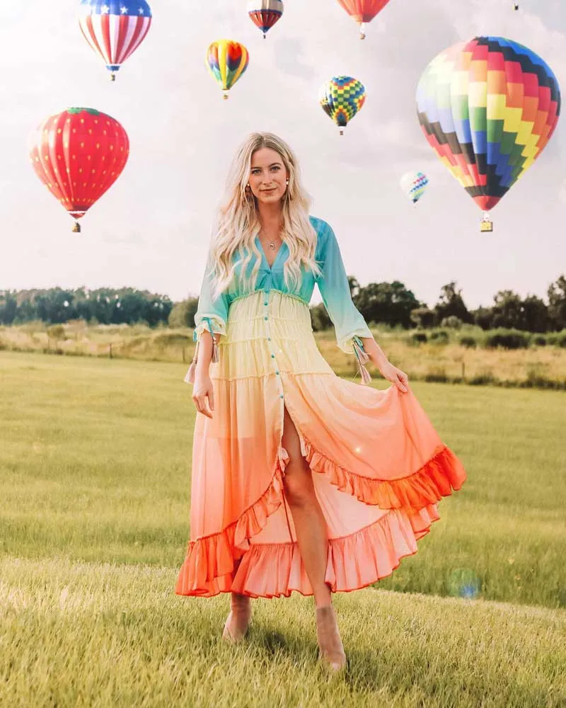 rainbow holiday long beach dress