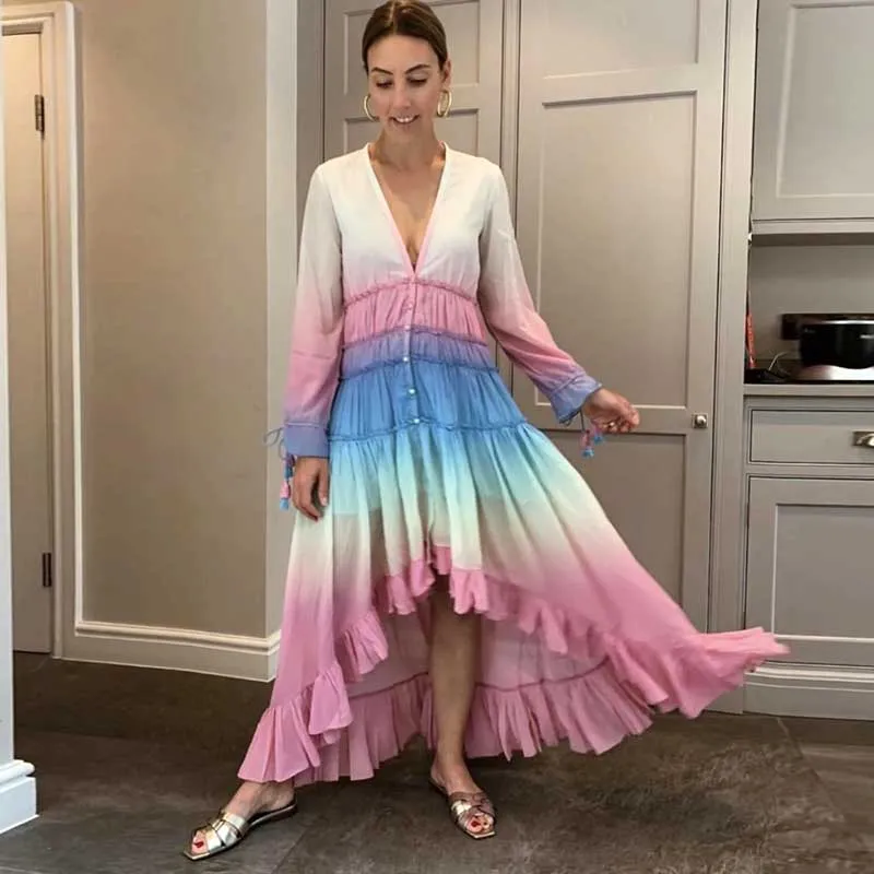 rainbow holiday long beach dress