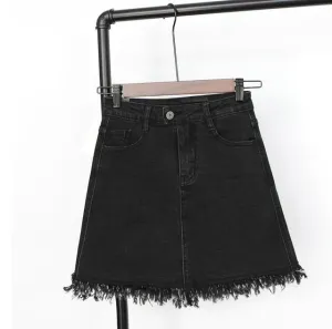 RENBANG 2018 New Summer Plus Size Women Skirt US A-line High Waist Denim Skirts Short Vintage Woman cowgirl Mini Jeans Skirt