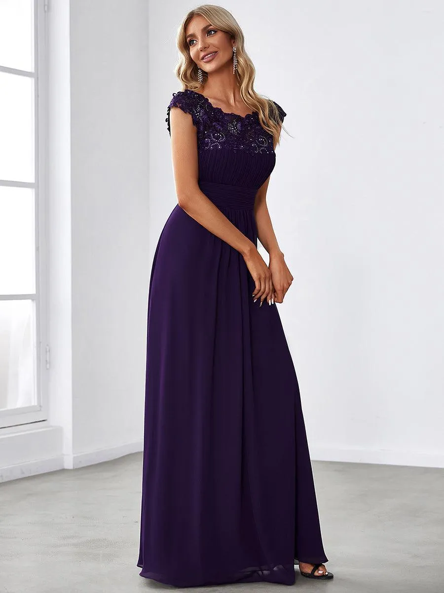 Robe de demoiselle d'honneur Maxi longue à taille Empire A Line