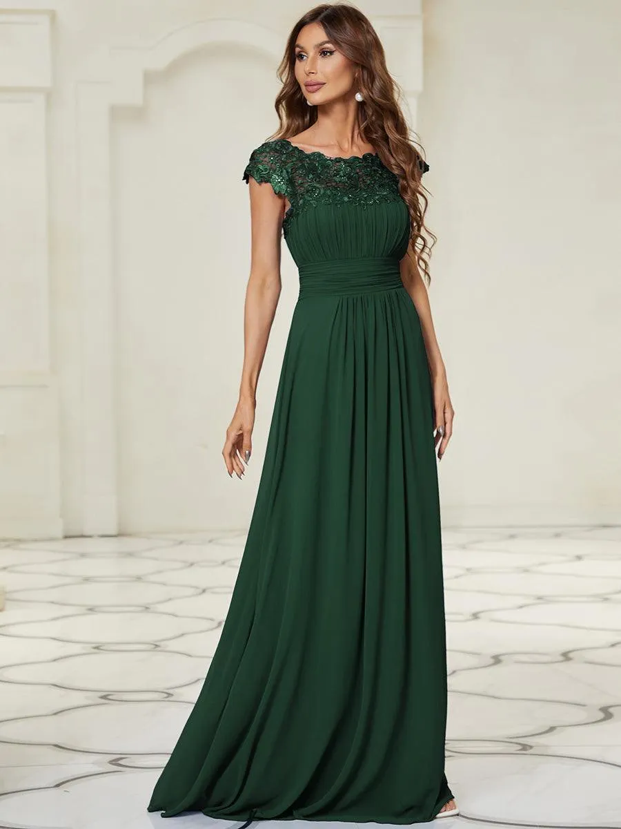 Robe de demoiselle d'honneur Maxi longue à taille Empire A Line