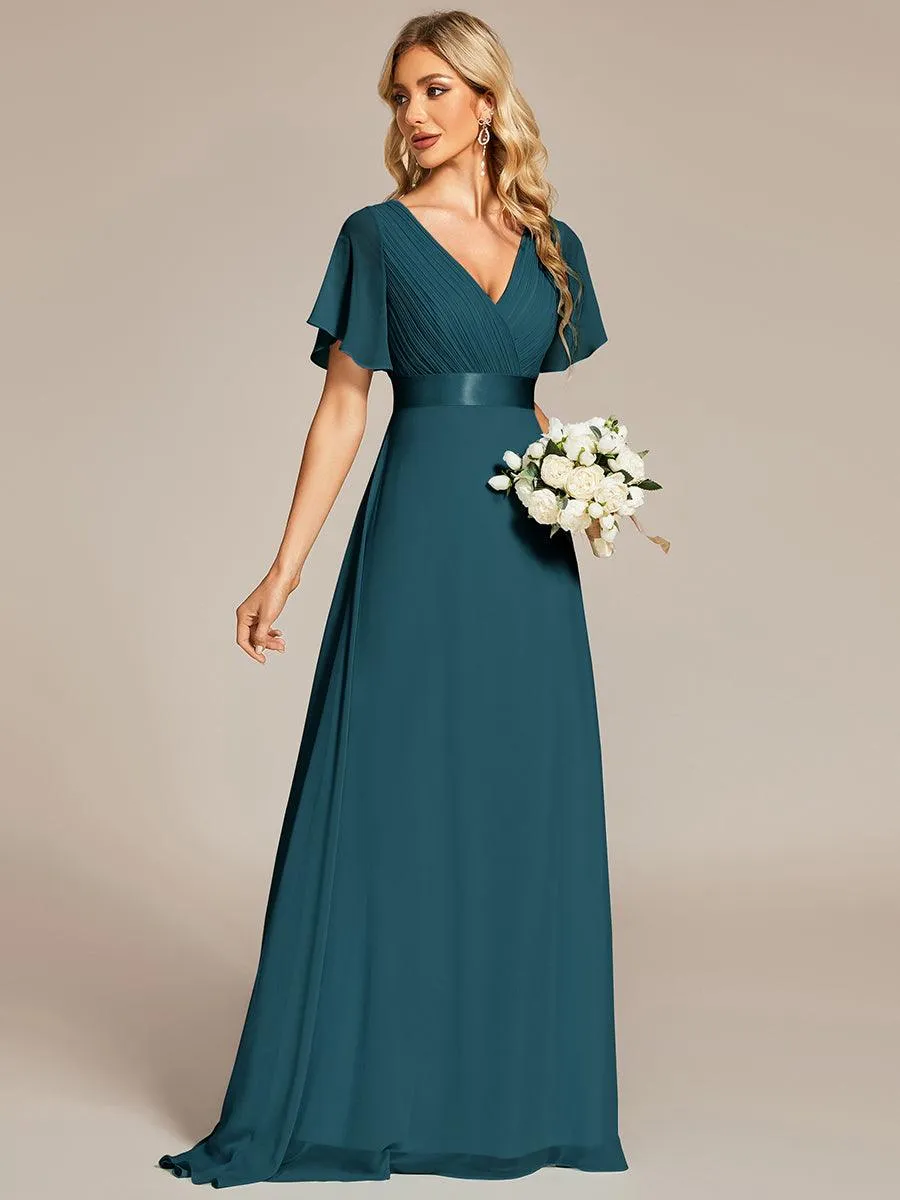 Robe de soirée fluide élégante en mousseline à taille haute