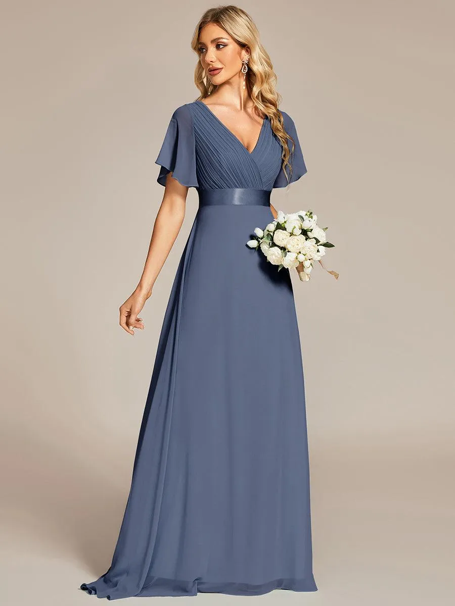 Robe de soirée fluide élégante en mousseline à taille haute