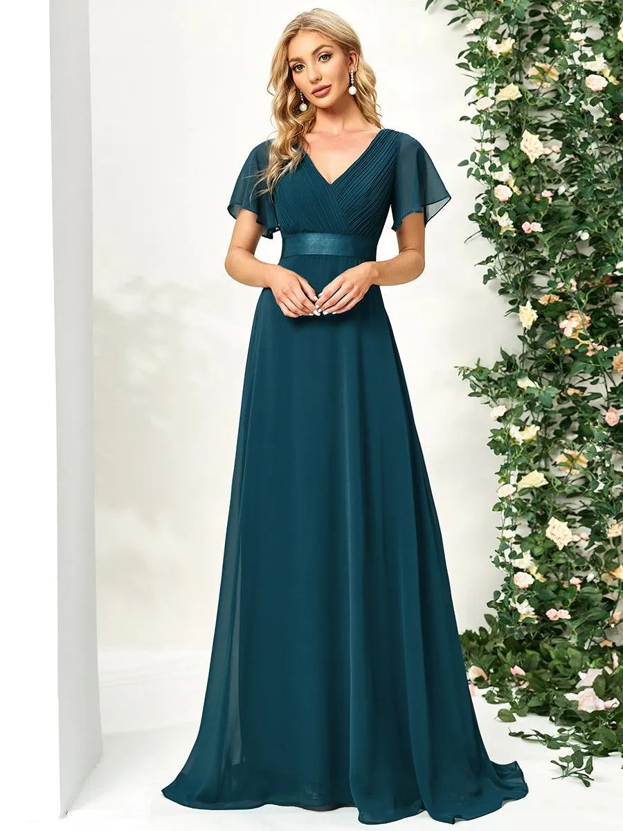Robe de soirée fluide élégante en mousseline à taille haute