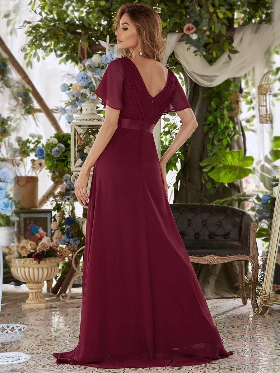 Robe de soirée fluide élégante en mousseline à taille haute